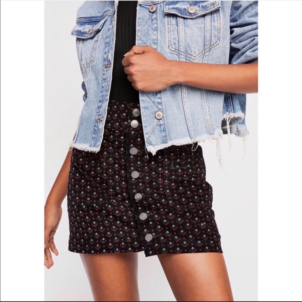 FREE PEOPLE Joanie Printed Cord Skirt - Picture 3 of 10